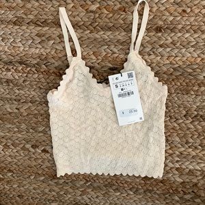 Pointelle knit tank-top